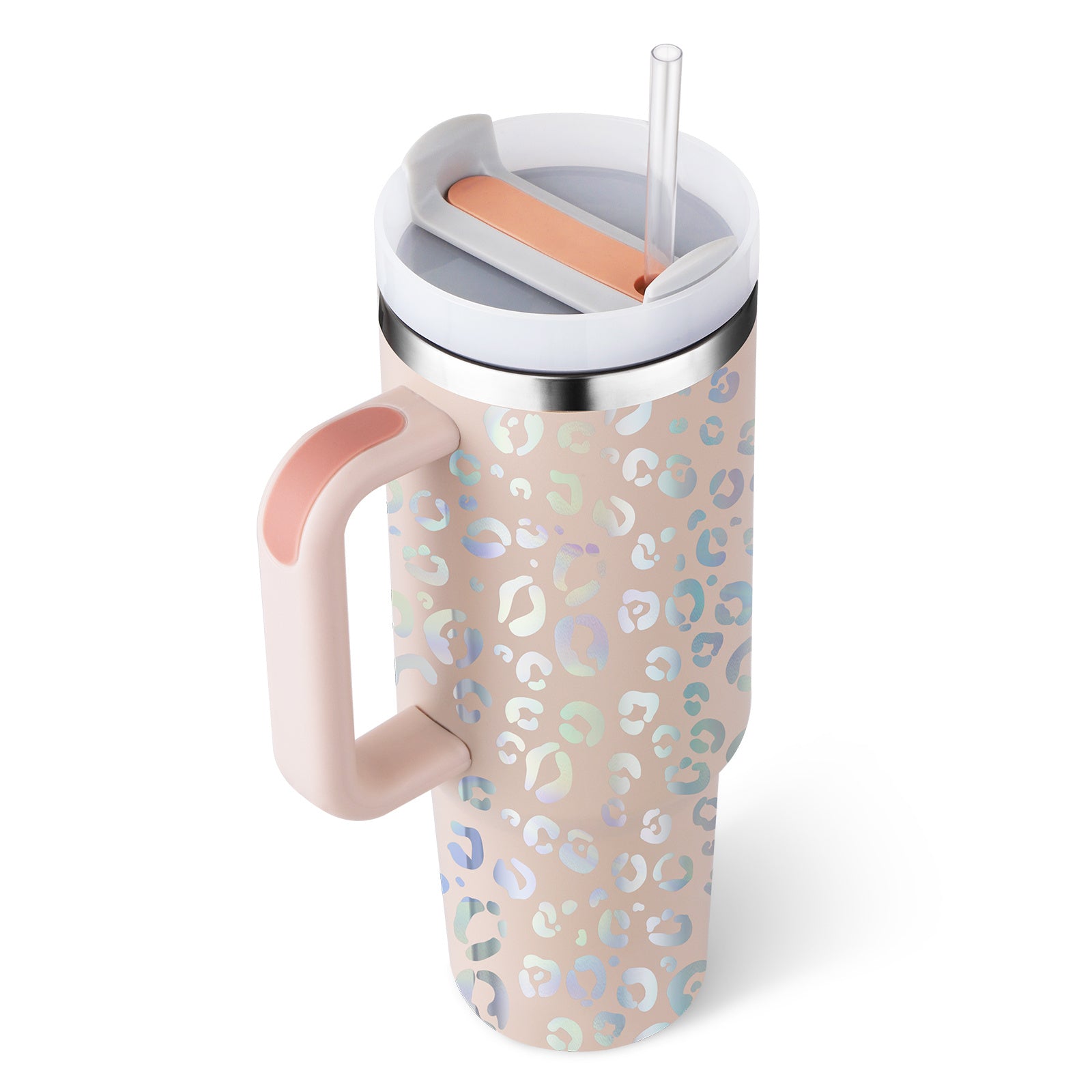 40oz Insulated Tumbler With Handle & Straw – Spill-Proof, Stainless Steel, Cupholder Friendly