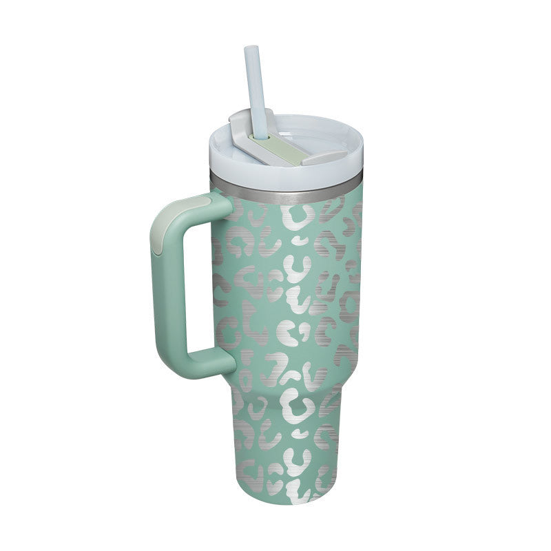 40oz Insulated Tumbler With Handle & Straw – Spill-Proof, Stainless Steel, Cupholder Friendly