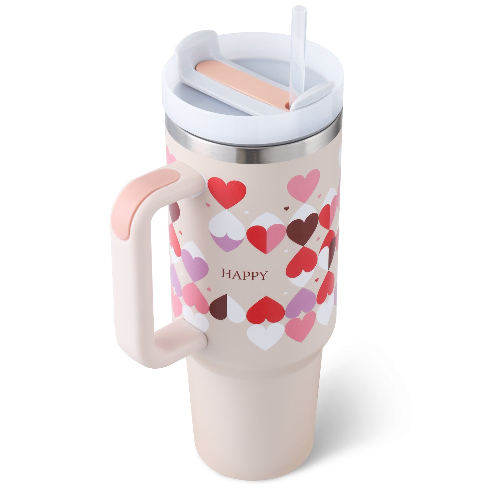 40oz Insulated Tumbler With Handle & Straw – Spill-Proof, Stainless Steel, Cupholder Friendly