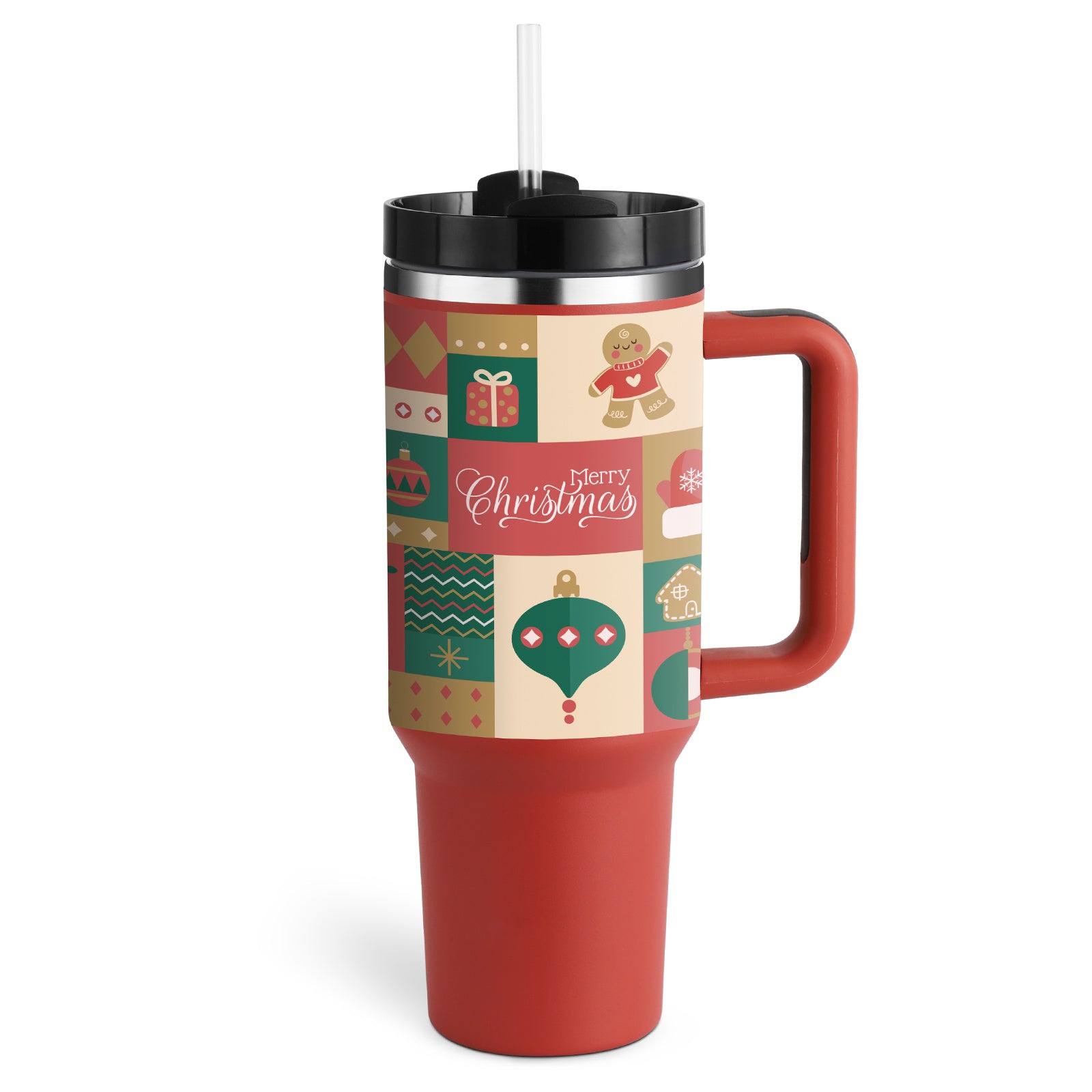 40oz Insulated Tumbler With Handle & Straw – Spill-Proof, Stainless Steel, Cupholder Friendly