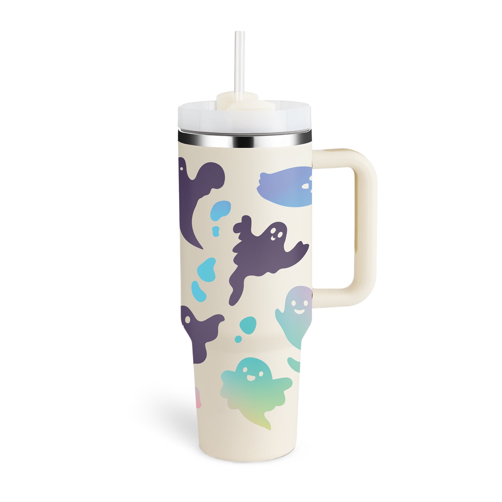 40oz Insulated Tumbler With Handle & Straw – Spill-Proof, Stainless Steel, Cupholder Friendly