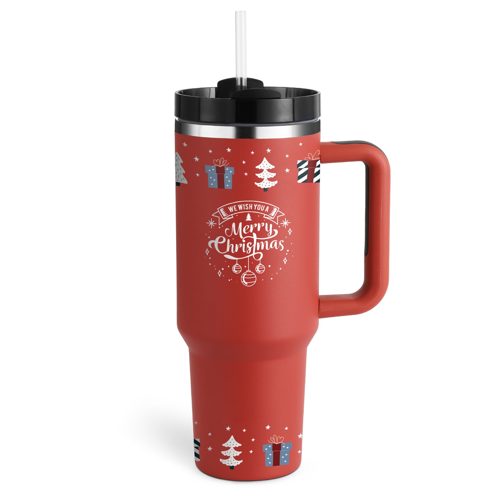 40oz Insulated Tumbler With Handle & Straw – Spill-Proof, Stainless Steel, Cupholder Friendly