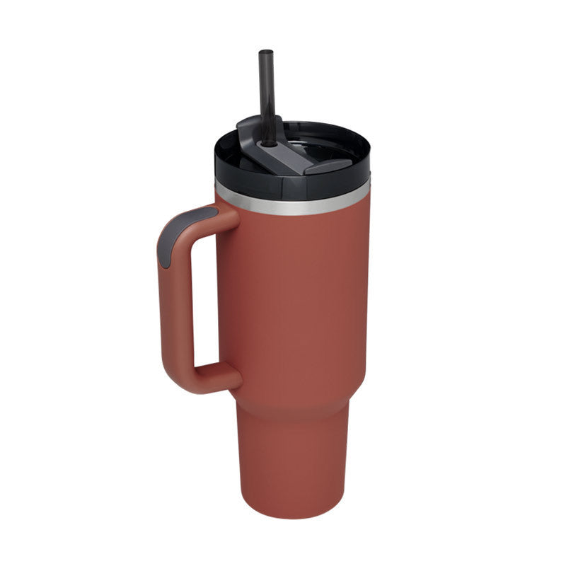 40oz Insulated Tumbler With Handle & Straw – Spill-Proof, Stainless Steel, Cupholder Friendly