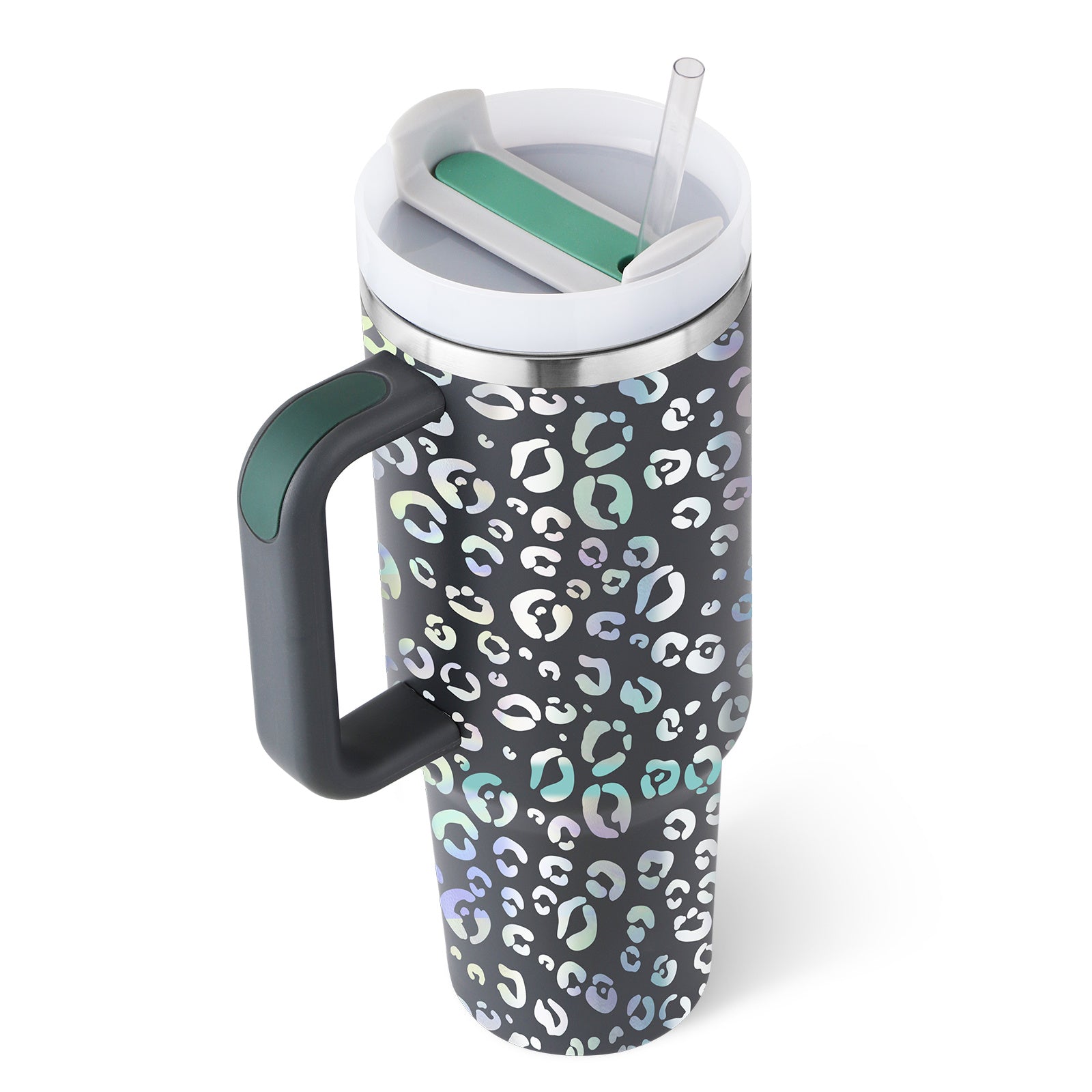 40oz Insulated Tumbler With Handle & Straw – Spill-Proof, Stainless Steel, Cupholder Friendly