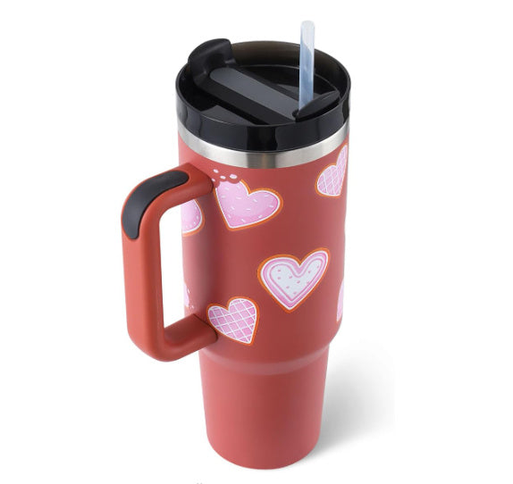 40oz Insulated Tumbler With Handle & Straw – Spill-Proof, Stainless Steel, Cupholder Friendly