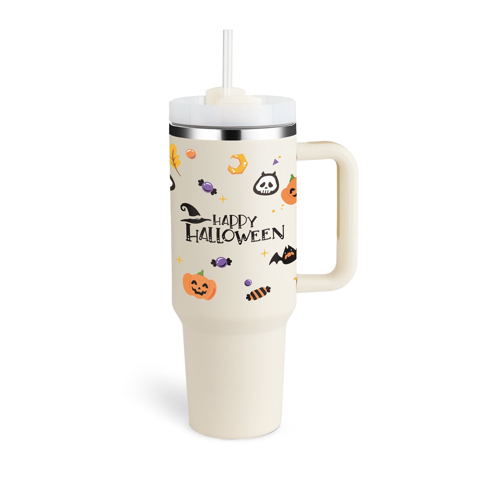 40oz Insulated Tumbler With Handle & Straw – Spill-Proof, Stainless Steel, Cupholder Friendly