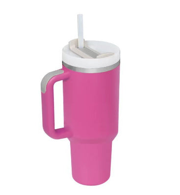 40oz Insulated Tumbler With Handle & Straw – Spill-Proof, Stainless Steel, Cupholder Friendly