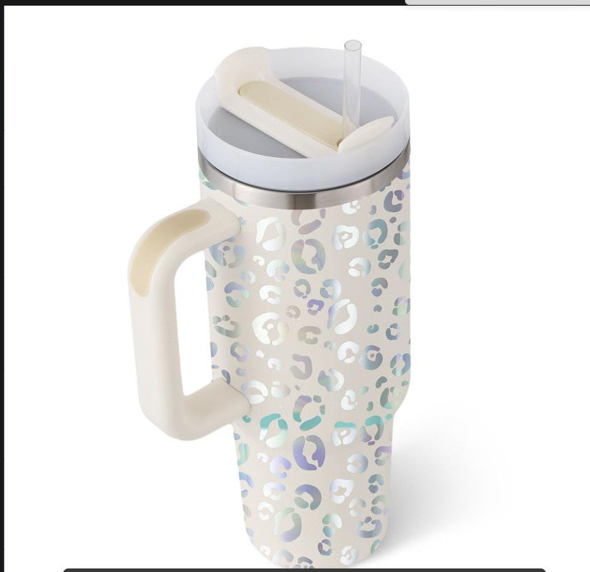 40oz Insulated Tumbler With Handle & Straw – Spill-Proof, Stainless Steel, Cupholder Friendly