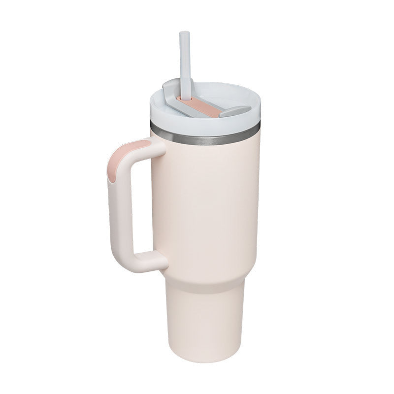 40oz Insulated Tumbler With Handle & Straw – Spill-Proof, Stainless Steel, Cupholder Friendly