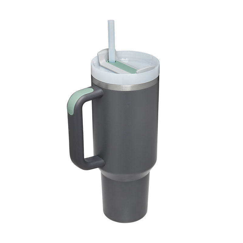 40oz Insulated Tumbler With Handle & Straw – Spill-Proof, Stainless Steel, Cupholder Friendly