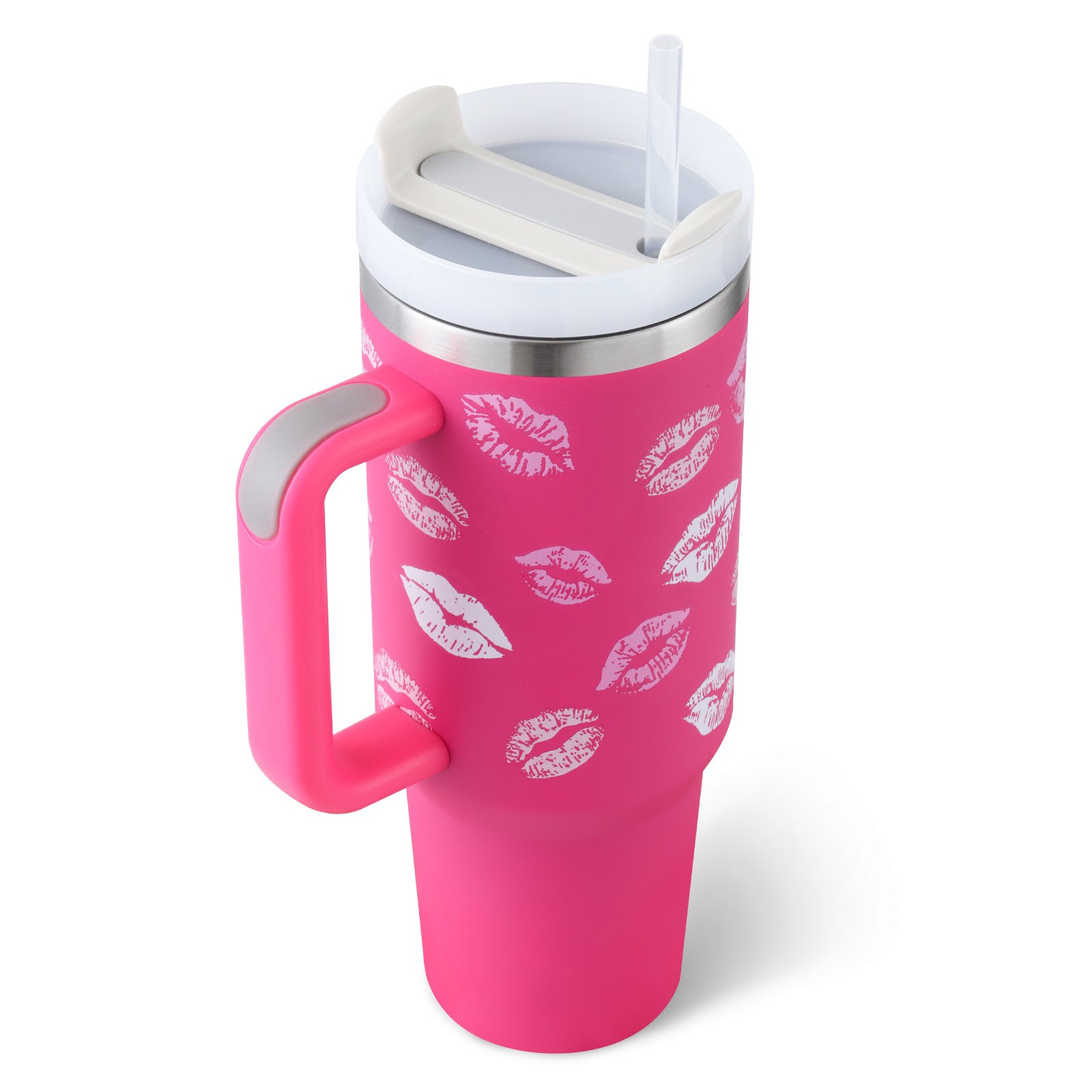 40oz Insulated Tumbler With Handle & Straw – Spill-Proof, Stainless Steel, Cupholder Friendly
