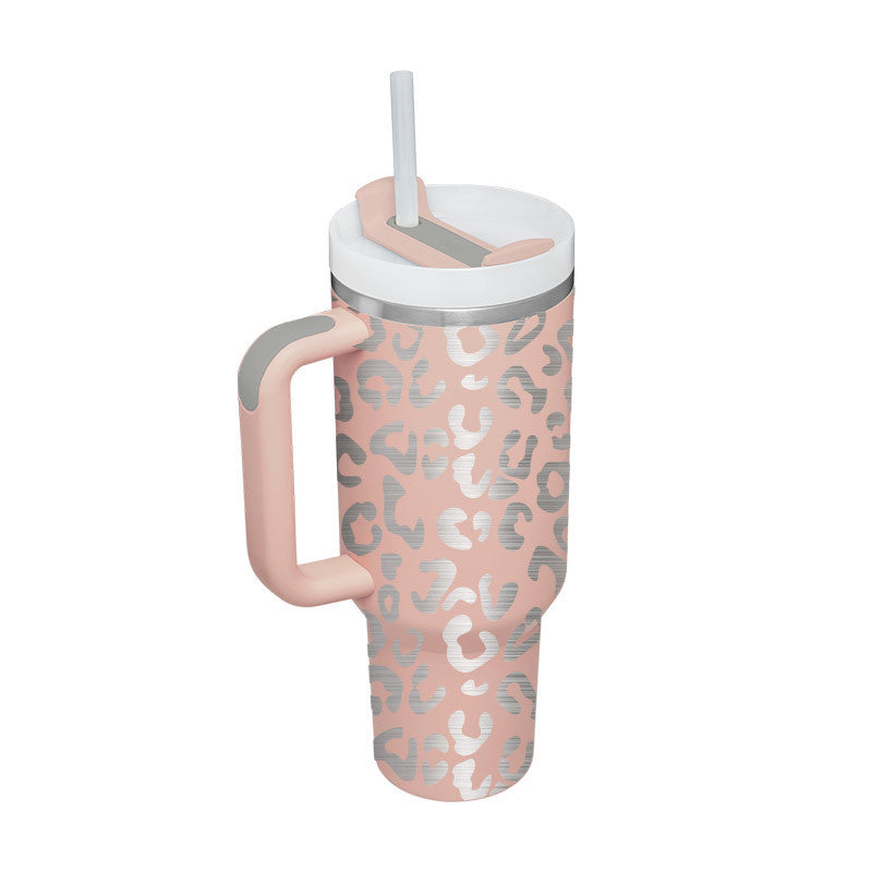 40oz Insulated Tumbler With Handle & Straw – Spill-Proof, Stainless Steel, Cupholder Friendly