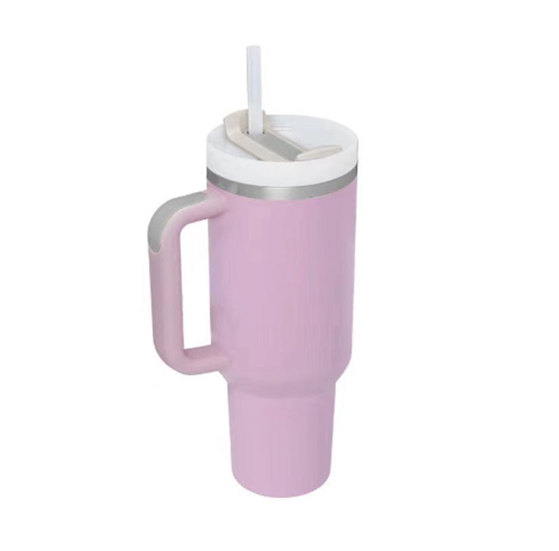 40oz Insulated Tumbler With Handle & Straw – Spill-Proof, Stainless Steel, Cupholder Friendly