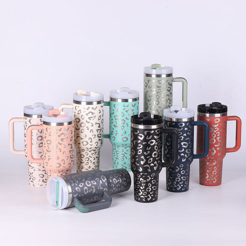 40oz Insulated Tumbler With Handle & Straw – Spill-Proof, Stainless Steel, Cupholder Friendly