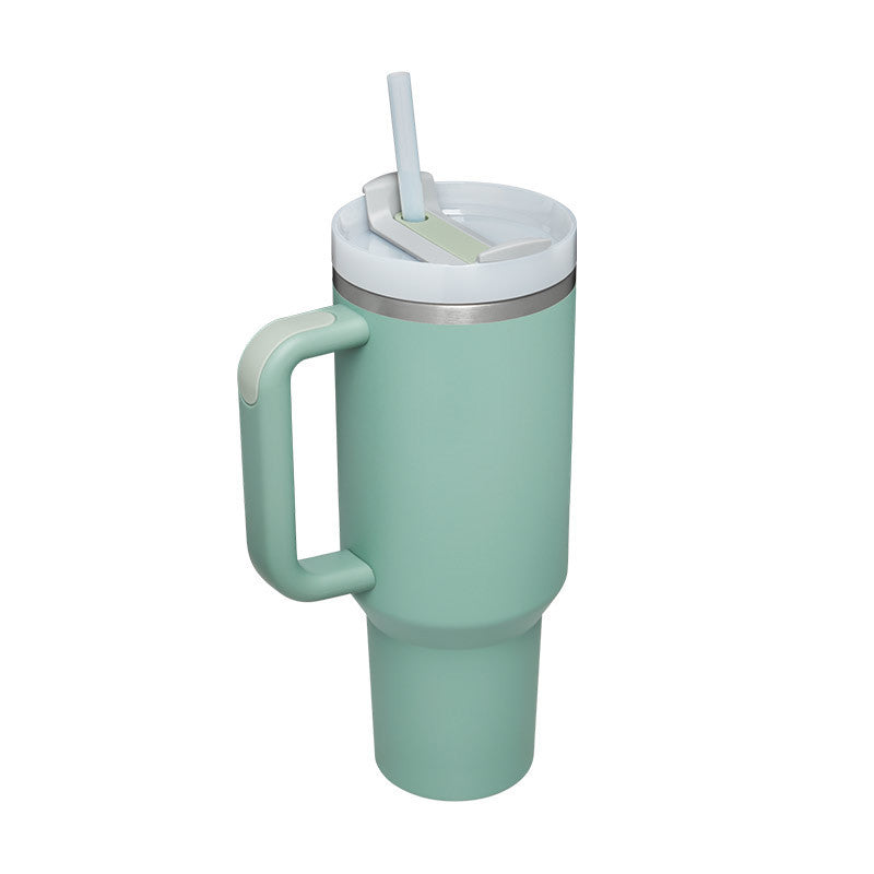 40oz Insulated Tumbler With Handle & Straw – Spill-Proof, Stainless Steel, Cupholder Friendly
