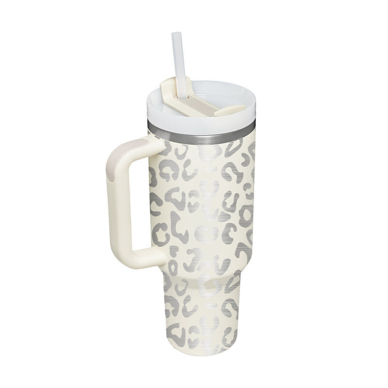 40oz Insulated Tumbler With Handle & Straw – Spill-Proof, Stainless Steel, Cupholder Friendly