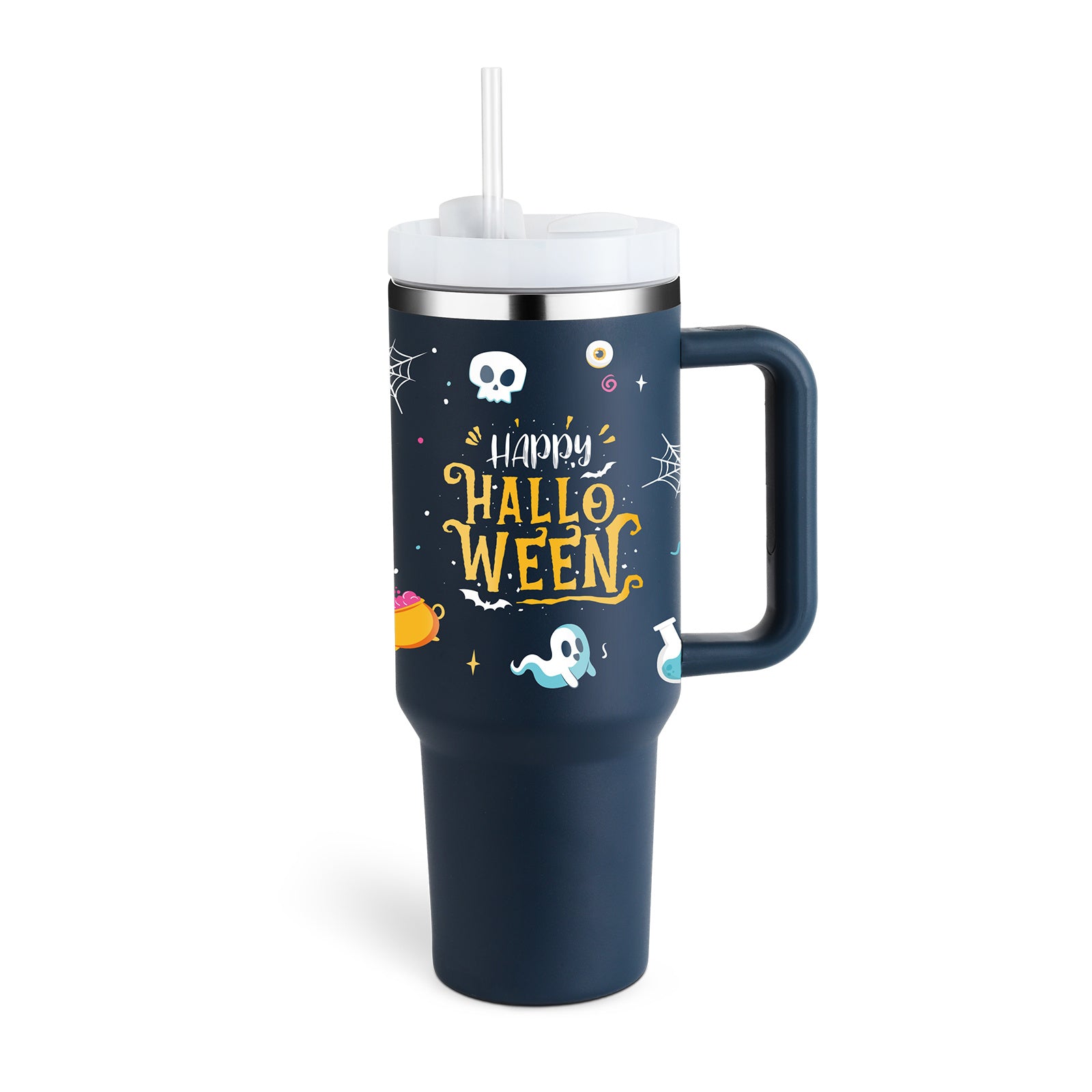 40oz Insulated Tumbler With Handle & Straw – Spill-Proof, Stainless Steel, Cupholder Friendly