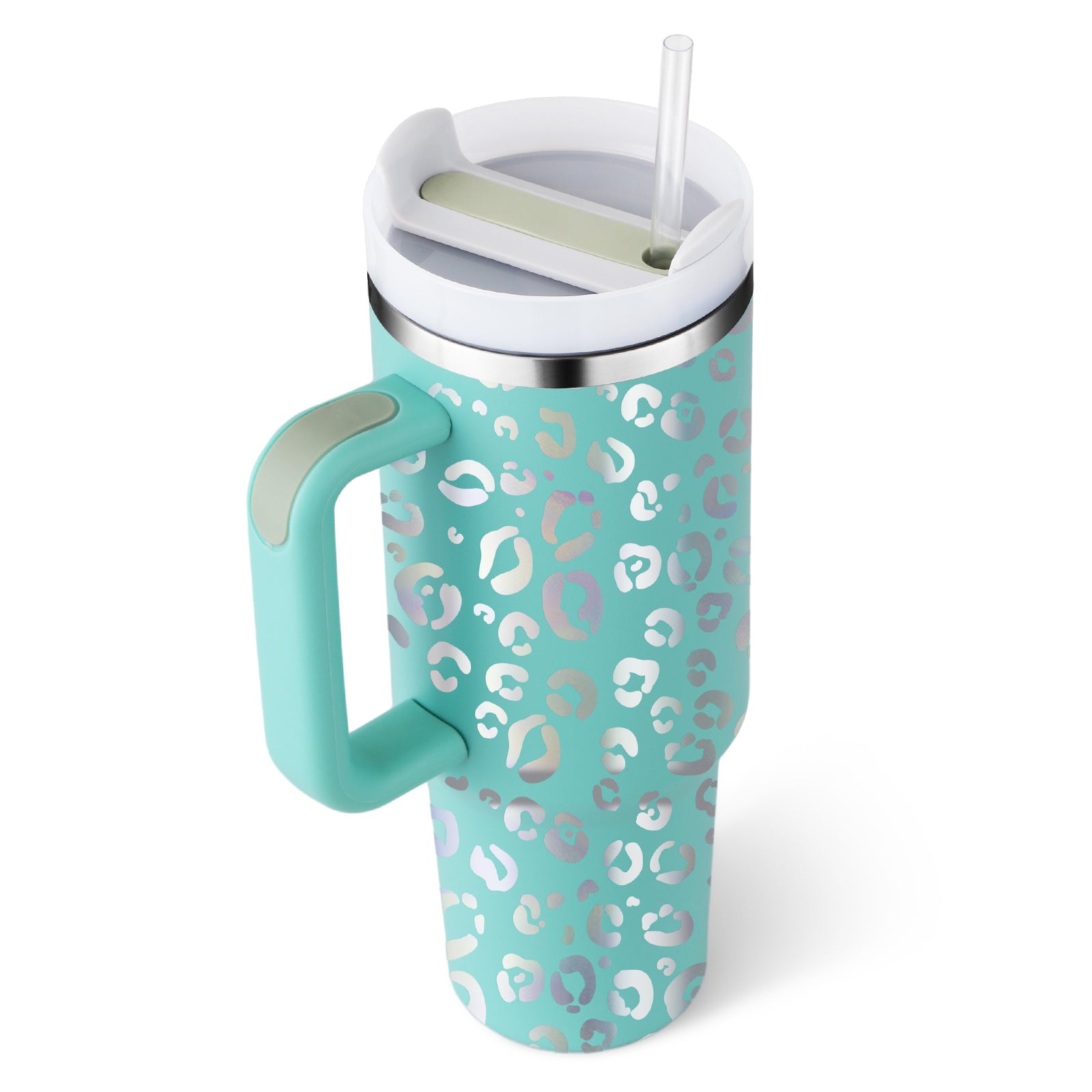 40oz Insulated Tumbler With Handle & Straw – Spill-Proof, Stainless Steel, Cupholder Friendly
