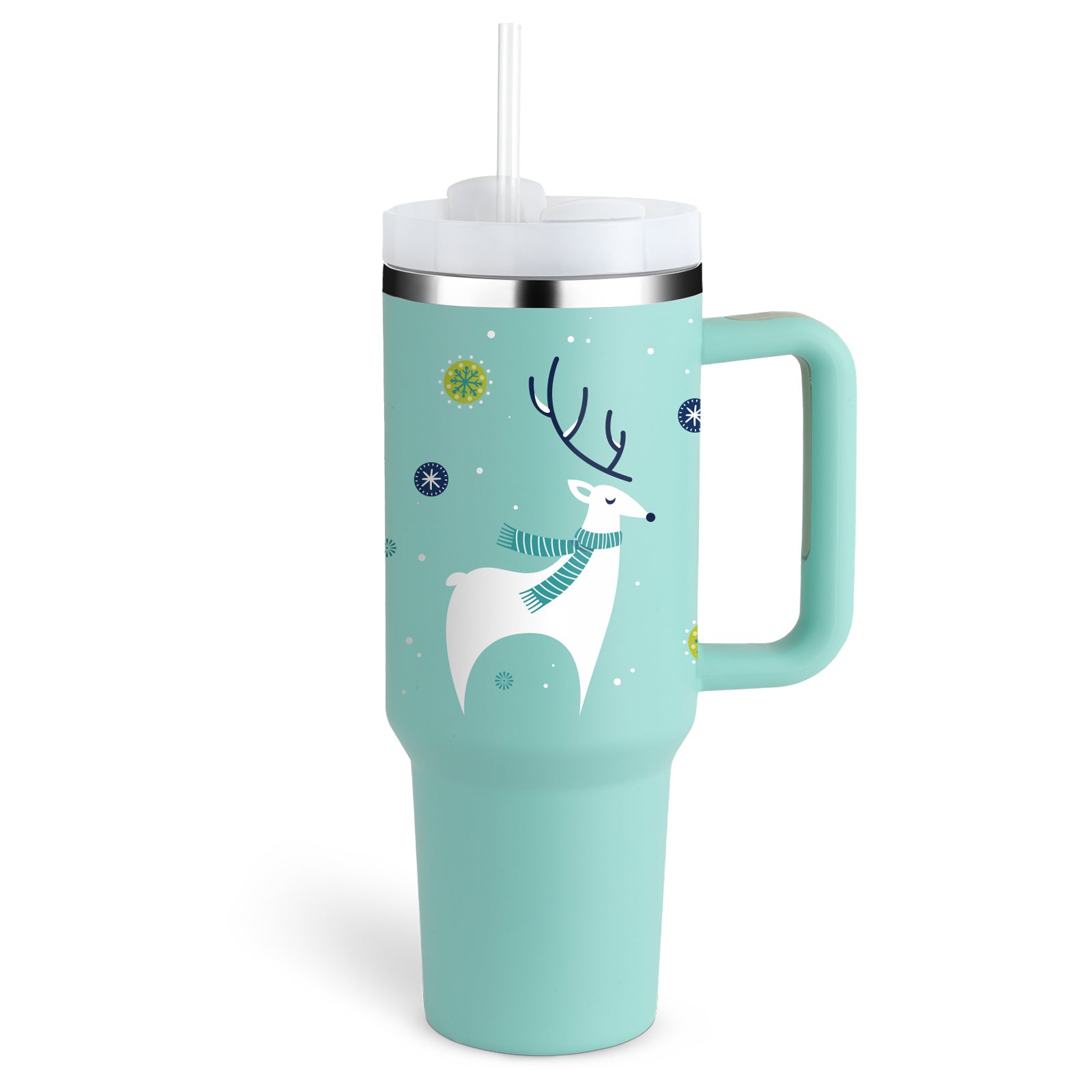 40oz Insulated Tumbler With Handle & Straw – Spill-Proof, Stainless Steel, Cupholder Friendly