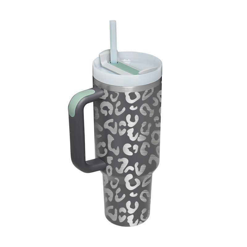 40oz Insulated Tumbler With Handle & Straw – Spill-Proof, Stainless Steel, Cupholder Friendly