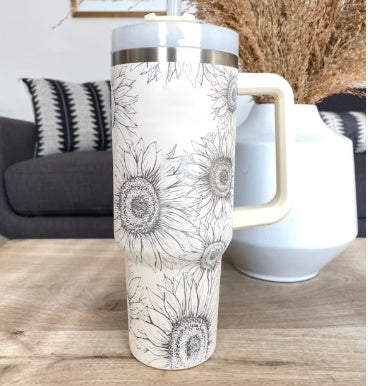 40oz Insulated Tumbler With Handle & Straw – Spill-Proof, Stainless Steel, Cupholder Friendly