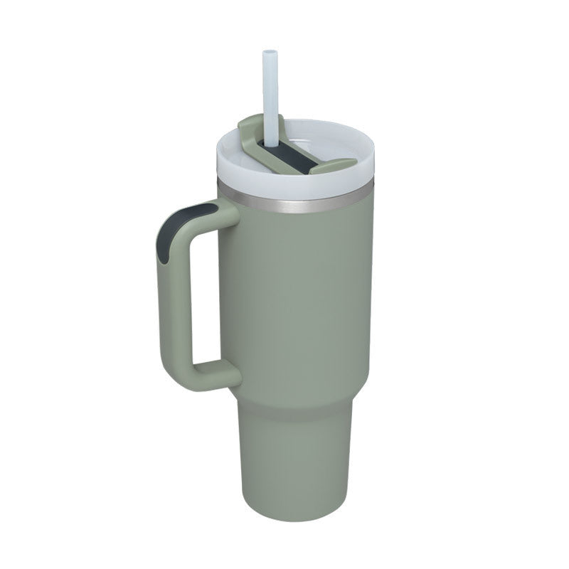 40oz Insulated Tumbler With Handle & Straw – Spill-Proof, Stainless Steel, Cupholder Friendly