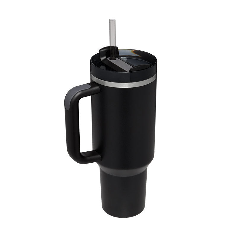 40oz Insulated Tumbler With Handle & Straw – Spill-Proof, Stainless Steel, Cupholder Friendly