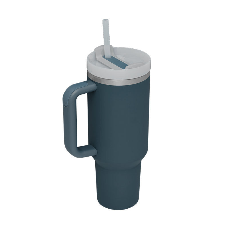 40oz Insulated Tumbler With Handle & Straw – Spill-Proof, Stainless Steel, Cupholder Friendly