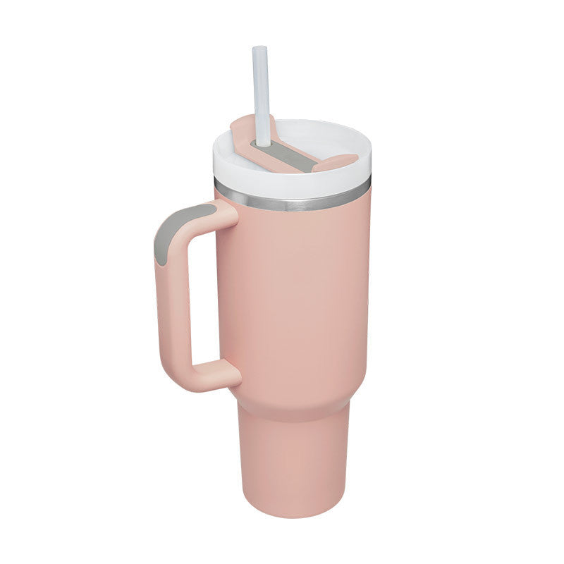 40oz Insulated Tumbler With Handle & Straw – Spill-Proof, Stainless Steel, Cupholder Friendly
